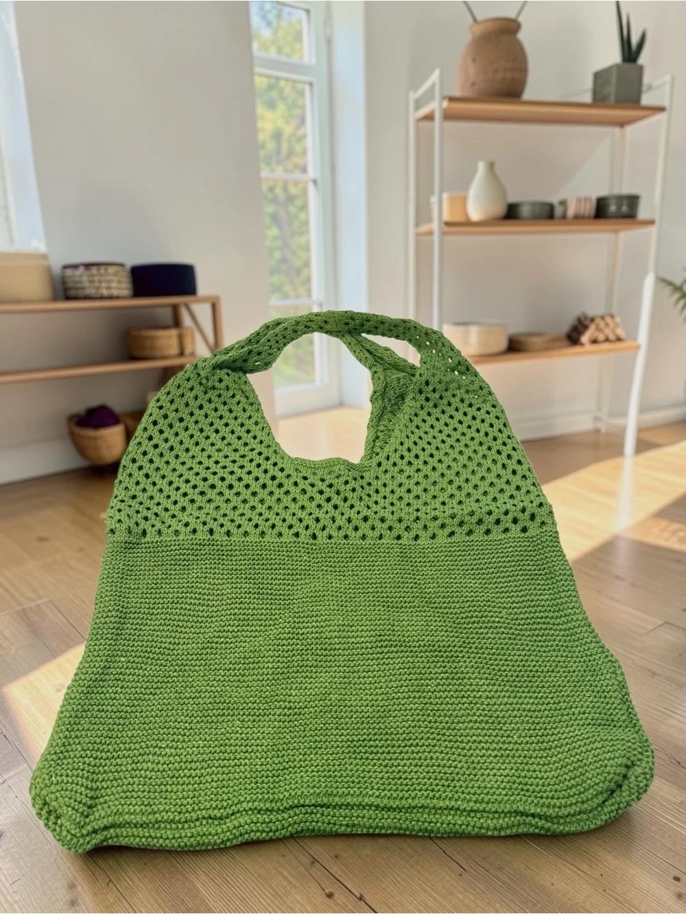 NWT Oversized Crochet Knit Tote Bag Boho Slouchy Shoulder Bag